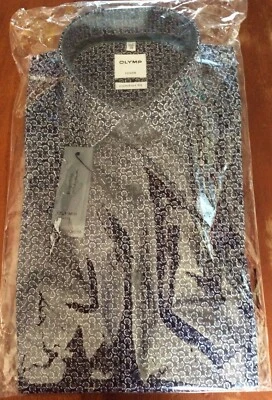 Olymp Luxor Men's S/S Shirt Business / Formal Shirt Blue  39 cm (M) 15 1/2" - Image 1 of 4