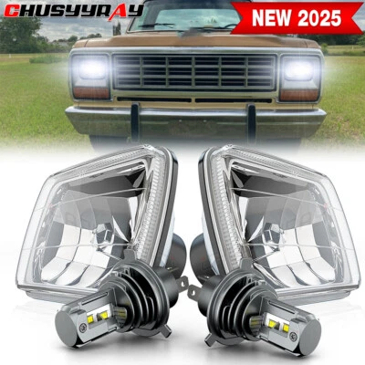 Par de faros LED cromados de haz alto y bajo para H6054 Dodge D150 D250 D350 5x7" 7x6" Foto 1 de 4