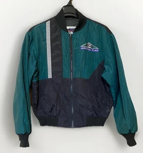 VTG ARCTIC CAT Women “CATILLAC Zipout” Black Green Thinsulate Bomber Jacket Sz L - Picture 1 of 11
