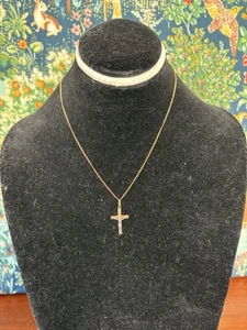 Halskette 10 Karat massives zweifarbiges Gold Inri Jesus Kruzifix Kreuz - Bild 1 von 6