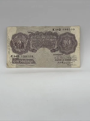 1940 - Banco de Inglaterra - Billete de 10 chelines - Peppiatt (tinta) en funda rígida Foto 1 de 3