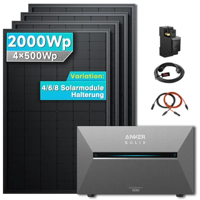 SOLARMARS Balkonkraftwerk 2000W mit Speicher Anker Solix Solarbank 3 E2700 Pro Komplettset