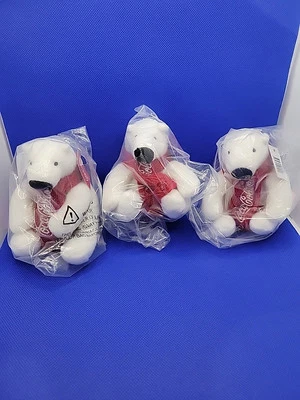 Coca-Cola Polar Bear 6" Plush Coke Embroidered Red Logo Scarf Lot of 3 NIP NWT  - Image 1 of 4