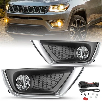 Bumper Fog Light For 2017-2020 Jeep Compass Lamps w/bulb &Cover Right&Left - Image 1 of 4