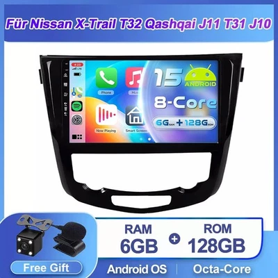 6G+128G Android 15 Autoradio Für Nissan X-Trail T32 Qashqai J11 T31 J10 Car Play - Bild 1 von 4