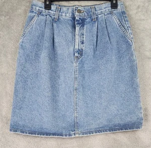 Vivaldi Jean Skirt Womens Size 12 Blue Denim Pleated Made In USA 90s Vintage - Picture 1 of 9