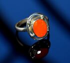 Ethiopian Opal Silver Ring With Opal Orange Cut Stone Opal Jewellery Ring