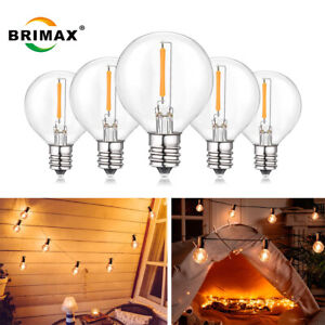 BRIMAX G40 Globe LED String Light Bulbs Replacement E12 Candelabra Clear Glass