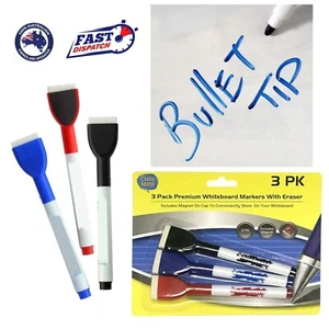 6pcs Magnetic Whiteboard Markers With Eraser Dry Wipe Pen Coloured Easy Eraser - Picture 1 of 5