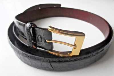 Vtg Martin Dingman Handmade Genuine American Alligator Black Belt w/Buckle 62 - Image 1 of 4