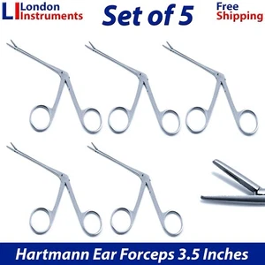 Surgical Orthopedic Hartman Alligator Ear Forceps 3.5" ENT Serrated Set of 5 New - Picture 1 of 7