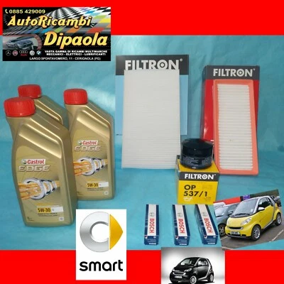 KIT TAGLIANDO + 3 CANDELE SMART COUPE/ CABRIO 451 (07>) 1.0 BENZINA CASTROL 5W30