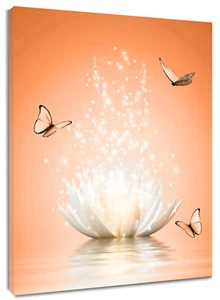 Arte de pared de lirio de agua naranja mariposa zen decoración para sala de estar 8x10 pulgadas - Imagen 1 de 23