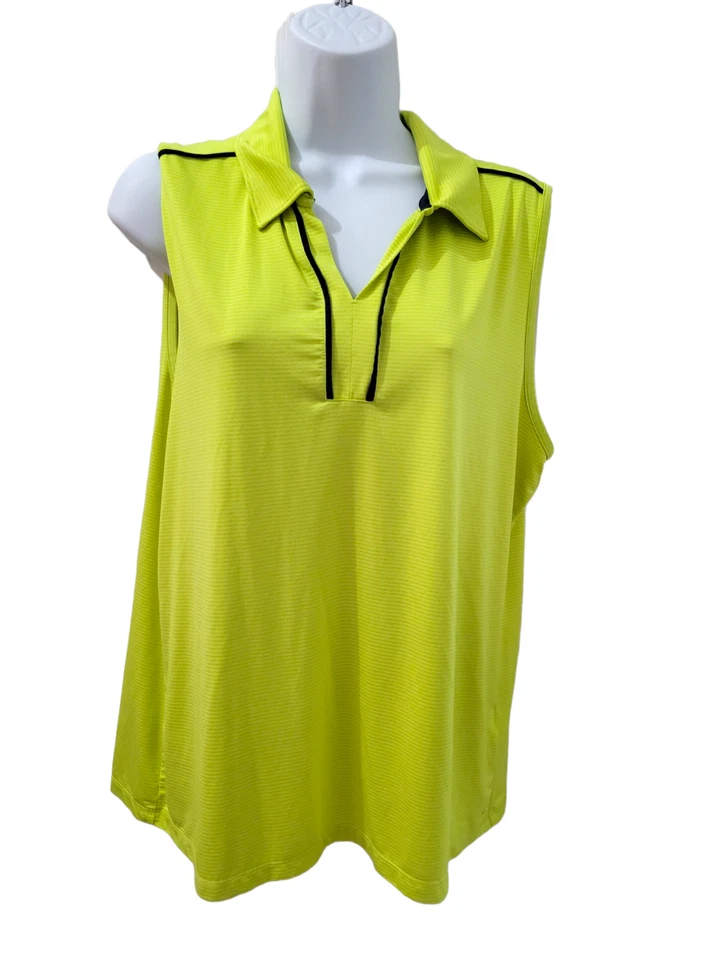 Top sin mangas de golf Izod ropa deportiva amarillo neón elástico para mujer talla XL Foto 1 de 4