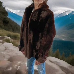 Faux Mouton Mantel schokobraun vorne offen Damen siehe Maße - Bild 1 von 10