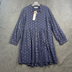 Jude Connally Briar Dress Women's Extra Large Navy Gold Polka Dot Shift - Picture 1 of 9