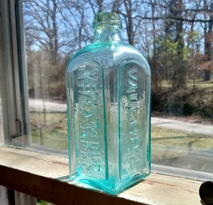 1860s VAUGHN'S VEGETABLE LITHONTRIPTIC MIXTURE 6 1/4"SMALL SIZE APPLIED LIP NICE - Picture 1 of 13