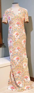 Vanity Fair Floral Maxi Mod Dress Pocket Long Slit Vintage Housedress Womens M - Picture 1 of 12