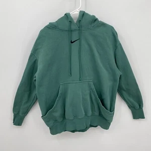Nike Hoodie Pullover Long Sleeve Phoenix Oversize Solid Green Logo Size S Womens - Picture 1 of 10