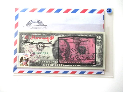 A.WARHOL/K. HARING: 2$ Banknote Orig. signiert-skizziert  USPS 13. Apr. 1976! - Bild 1 von 4