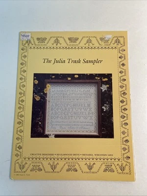 Creative Designers THE JULIA TRASK SAMPLER Cross Stitch Pattern Vtg 1985 - Image 1 of 4