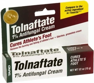 Taro Tolnaftate 1% Antifungal Cream Cures Athlete's Foot Odorless 0.5oz 2 Pack - Picture 1 of 7