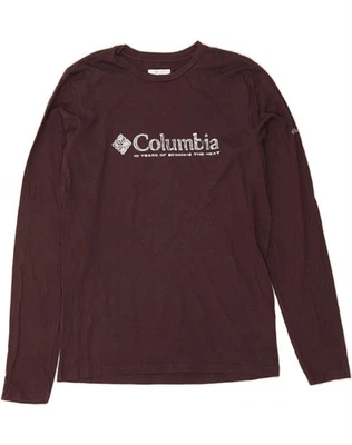 COLUMBIA Mens Graphic Top Long Sleeve Small Burgundy Cotton CY68 - Image 1 of 3