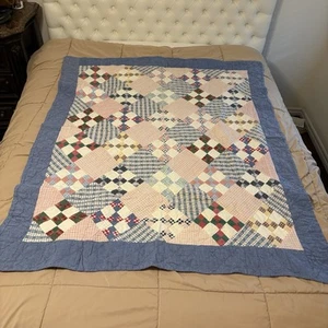 Vintage Hand Made Patchwork Quilt, Hand Stitched Quilting, 50x60 Throw - Picture 1 of 8