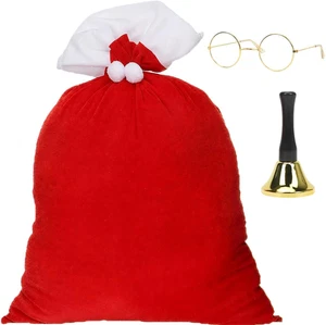 Sacco Babbo Natale Grande, Sacchetti Natalizi XXL in Velluto Rosso, 70CM X 110CM - Foto 1 di 12