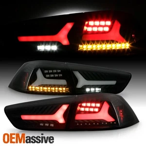 For 08-17 Mitsubishi Lancer Evolution LED Black Smoke TailLamp Sequential Signal - Picture 1 of 9