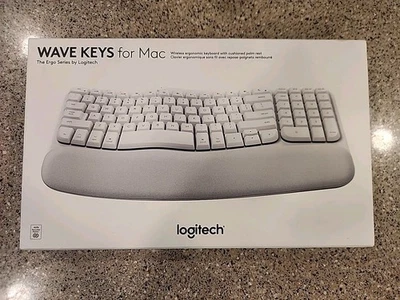 Logitech Wave Keys for Mac Wireless Ergonomic Keyboard,  White (New Sealed) - Image 1 of 3