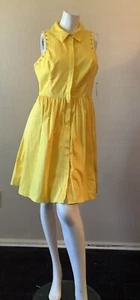 Jessica Simpson Yellow Grommets Sleeveless Front Button Pockets Shirtdress Sz 10 - Picture 1 of 3