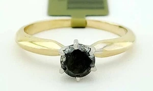 GENUINE 0.48 Cts BLACK DIAMOND ENGAGEMENT RING 14K GOLD - Free Certificate - Picture 1 of 7