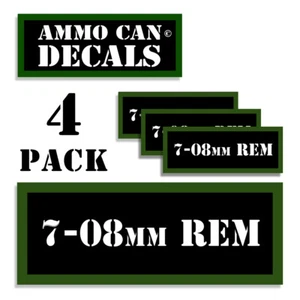 7-08MM REM Ammo Can LABELS STICKERS DECALS for Ammunition Cases 3"x1.15" 4pack - Picture 1 of 4