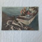 VTG LINEN POSTCARD AT THE END OF A SALT WATER FISHING TRIP IN FLORIDA