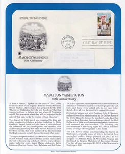 2013 March on Washington 1963 Sc 4804 FDC, PCS cachet on full info page - Picture 1 of 1
