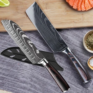 2tlg Küchenmesser Kochmesser Set Japanisches Santoku-Messer Edelstahl Hackmesser - Bild 1 von 12