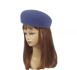 VINTAGE 1960s WOMEN'S BORSALINO BUBBLE HAT BERET HTF BLUE COLOR SZ 22 - Picture 1 of 7