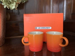 Le Creuset Ombré Orange Espresso Mugs 3.5 Ounces Set Of 2 NEW - Picture 1 of 4