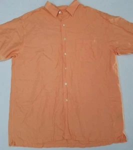 Austin Reed London Mens XL Peachy Orange Short Sleeve Button Down Shirt 47 - Picture 1 of 7