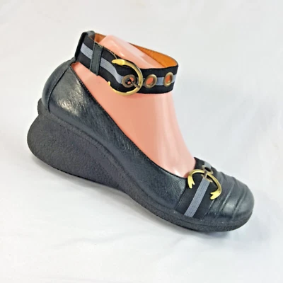 Miz Mooz  Ankle Strap Clogs Black Leather Comfort Shoes   Size 7 - Image 1 of 4