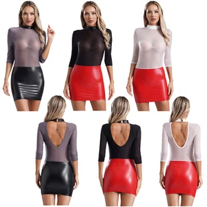 Womens Dresses Club Party Clubwear Slim Fit Reversible Bodycon Dress 3/4 Sleeve - Picture 1 of 49