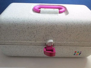 Vintage CABOODLE Case Large Grey Makeup Train Storage Box Mirror 2632 Speckled - Picture 1 of 8