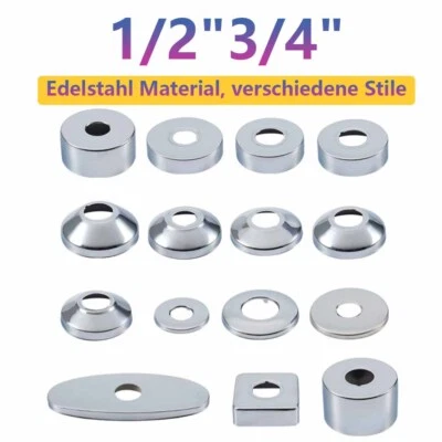 Edelstahl Wasserhahn Hahnabdeckung Verkleidung 1/2" 3/4" Abdeckung Abdeckrosette