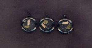 FULGURITE, TIBETAN JET AND HELIODOR STAINLESS STEEL AMULET PENDANT 25MM - Picture 1 of 3