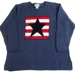 Quacker Factory Patriotic Star Sweater Size 1X NWT Pullover Blue Red Stripe QVC - Picture 1 of 10