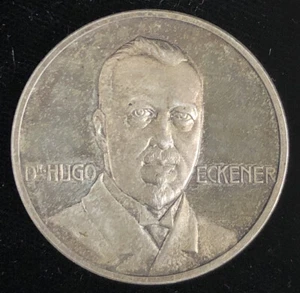 1924 Germany Dr Hugo Eckener ZEPPELIN to America Silver Medal w/Orig. Envelope - Picture 1 of 5