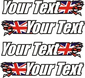 4x RACE NAME PLUS RIPPING FLAG DECALS STICKERS - YOUR CHOICE OF NAME AND FLAG - Picture 1 of 1
