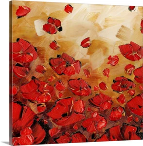 Landscape art red poppies Large Abstract Wall PRINT stretched canvas by susanna - Picture 1 of 8