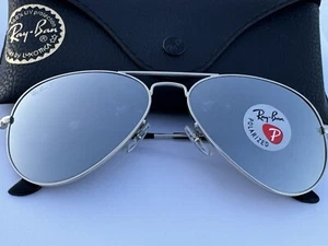 Ray-Ban RB3025 019/W3 Aviator Silver Frame Polarized Silver Mirror Sunglasses 58 - Picture 1 of 5